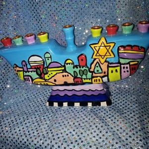 PHENOMENAL NICOLE ENGBLOM CERAMIC MENORAH OR CANDLELABRA